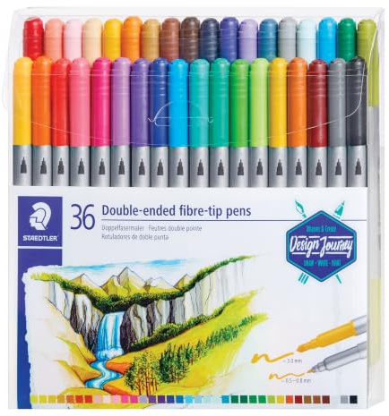 STAEDTLER 3200 Doppelfasermaler – 36er Etui, sortiert | 2 Spitzen 3,0 & 0,5–0,8 mm – für Kinder & Erwachsene – Art.-Nr. 3200 TB36
