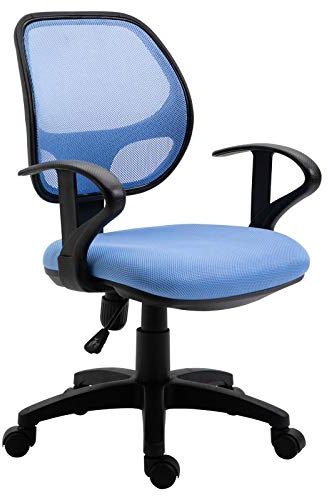 IDIMEX Schreibtischstuhl Kinder COOL, Hellblau - drehbarer Bürostuhl für Kinderzimmer höhenverstellbar mit Armlehnen und Wippmechanik inkl. atmungsaktivem Netzbezug [max. Belastbarkeit 100 kg]