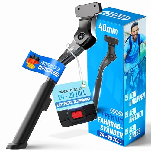 PLUTO Fahrradständer 24–29 Zoll – Höhenverstellbarer Hinterradständer 40 mm aus Aluminium | MTB Fahrradständer & E-Bike Ständer | Rutschfester Fahrrad Ständer für Mountainbike, City & Trekking