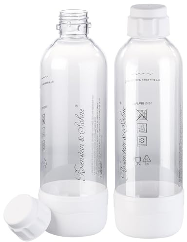 Rosenstein & Söhne Wasser-Sprudler: 2er-Set PET-Flasche für Getränke-Sprudler WS-300.multi, 1 l (Soda mit Wasserflasche, Soda Streamer, Stream)