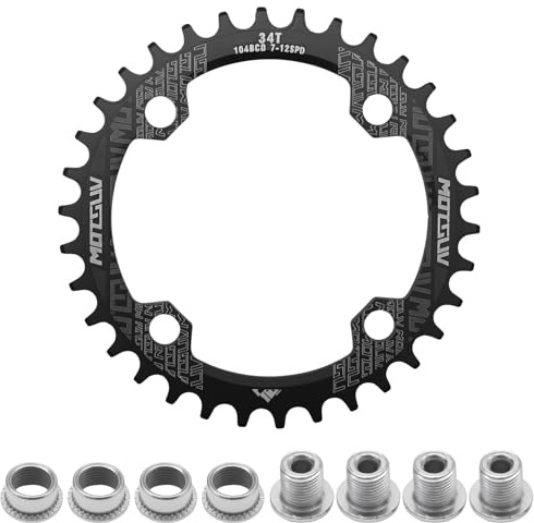 MospdyGear Rundes Fahrrad-Kettenblatt 104 BCD, erhältlich in 32T, 34T, 36T, 38T, Schmal-Breit-Design für MTB und Rennrad, kompatibel mit 7/8/9/10/11-Gang-Systemen (32T)