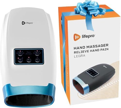 LifePro Massagegerät Hand – Elektrisches Handmassagegerät mit Wärme und Luftkompression – Handmassagegerät für Entspannung, Finger Massagegerät mit Vibration (Weiß)