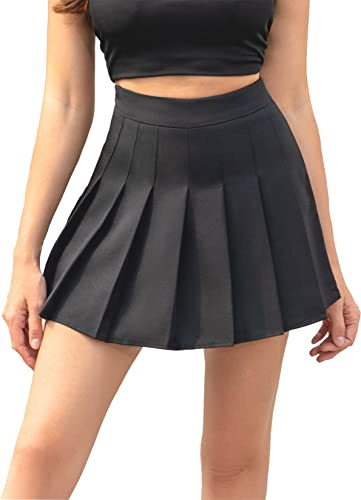 Hoerev Frauen Mädchen Flared Casual Mini Schule Tennis Skater Casual Tanz Rock mit Shorts