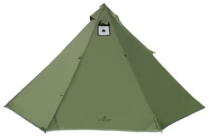 LONGEEK Ultraleicht Tipi Zelt 2-4 Personen ofenöffnung Schneefang 7075 Alu | 4-Jahreszeiten,Thermobeschichtung,PU3000mm,UPF50+,Winddicht 60km/h