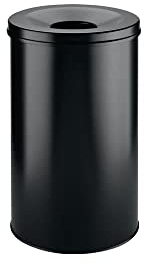 Durable Papierkorb Safe rund, selbstlöschender Deckel, Mülleimer groß 60l, schwarz, 330701