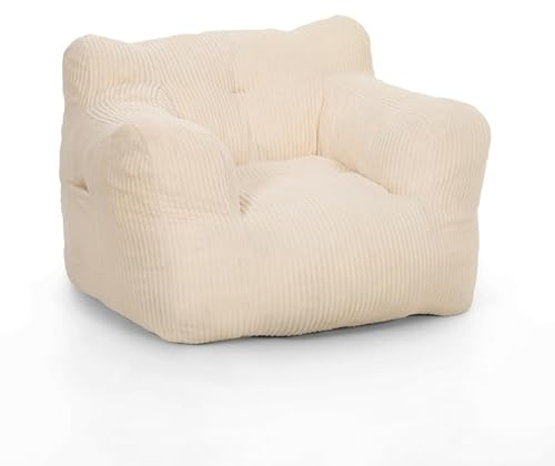 Pamapic Sitzsack, Sitzsack Erwachsene mit Füllung, Bean Bag Chair mit Tragbarem Griff, Modernes Ergonomisches Bean Bag, Indoor Sitzsäcke Stuhl für Wohnzimmer, Schlafzimmer, Spielzimmer, Beige