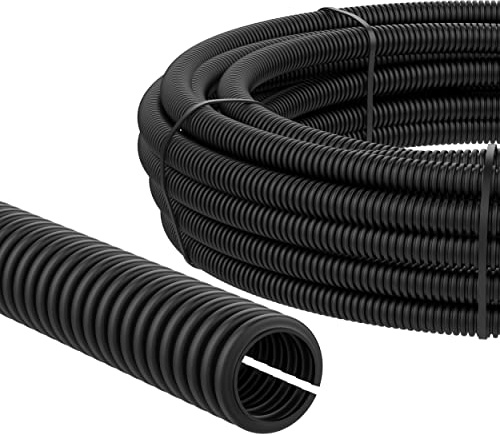 AUPROTEC Wellrohr geschlitzt 2 bis 50m / Leerrohr geschlitzt/Wellrohr UV beständig/Kabelschutzschlauch/Kabelschlauch schwarz - Innendurchmesser 22 mm, Länge 2 m