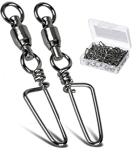 9Tong Kugellager Wirbel mit Coastlock Snap, Edelstahl geschweißter Ring für Angeln Salzwasser Standard Schwarz 25pcs 18lbs