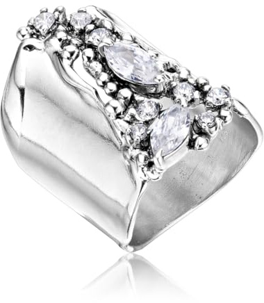 925 Sterling Silber Schild-Ring mit Zirkonia, antikes Vintage Design, hypoallergen, nickelfrei, bleifrei, handgefertigt Designer-Kollektion