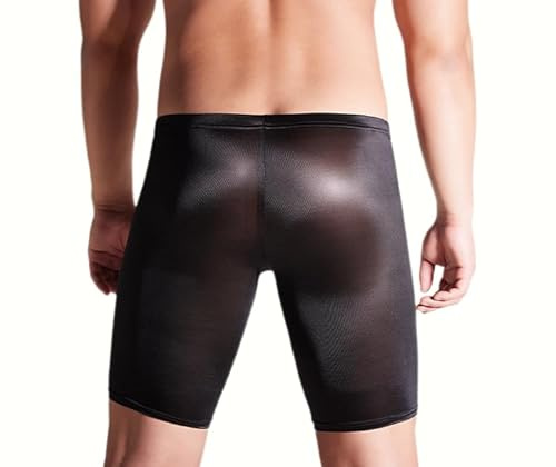 Herren Kurze Hose Sexy Transparentes Unterwäsche Strumpfhosen für Männer Eng Trainieren Fitness Boxer Unterteile (schwarz)