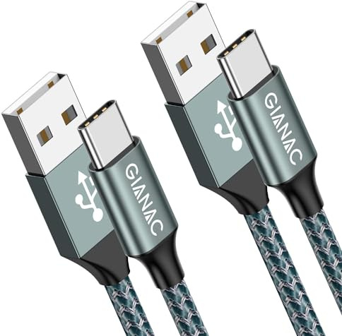 GIANAC USB C Kabel, [2 Stück 2m] 3.1A ladekabel USB C Schnellladung und Synchronisierungskabel USB C für Samsung S10/S9/S8te 10te 9, Huawei P30/P20/Mate 20, Sony Xperia