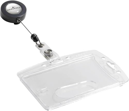 Durable Namensschild Hartbox mit Jojo Ausweiskartenhalter, 10 Stück, transparent, 801219
