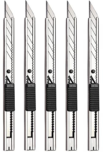 Gebildet 5pcs Rechte und Linke Hand Cuttermesser/ 9mm Abbrechklingen / 30 Grad Folienmesser/Teppichmesser/Grafikmesser/optimal für Folien,Tapete, Bastelarbeiten, Kartons