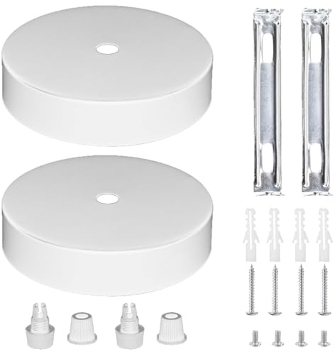 2 Stück Lampen Baldachin 80 x 25 mm, Kabelabdeckung Decke Metall, Baldachin Lampe, Baldachin Weiß, Kabelabdeckung Deckenlampe, Lampenbaldachin Weiß, Deckenbaldachin