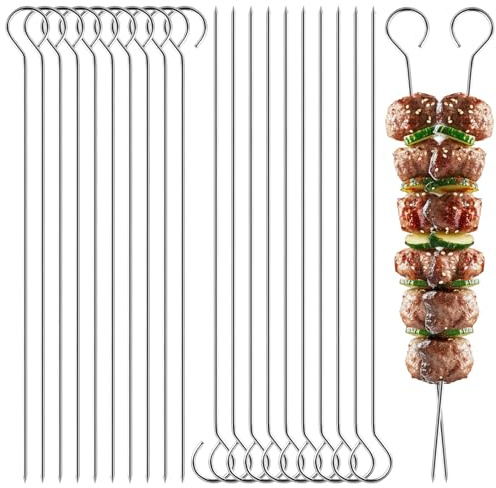 elzle 20 Stück Grillspieße Edelstahl, 25cm Wiederverwendbare Edelstahl Schaschlikspieße BBQ Grill Spieße für Fleisch Gemüse Lagerfeuer & Grillpartys