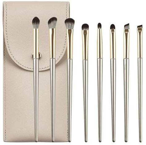 Yoezuo 8 Stück Make Up Pinsel Set, Lidschatten Pinselset mit PU Tasche | Augenpinsel Schminkpinsel Makeup Foundation Pinsel Kosmetikpinsel für Lidschatten, Augenbraue, Eyeliner, Blending (Gold)