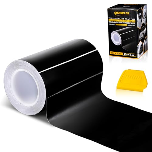 Spurtar Chrom Autofolie Schwarz GläNzend - 10CMx6M selbstklebend Autofolie aus Vinyl, Lackschutzfolie Schutzfolie füR Auto Motorrad Kfz Chromleisten Auto Folierung Schwarz (Schwarze Folie)
