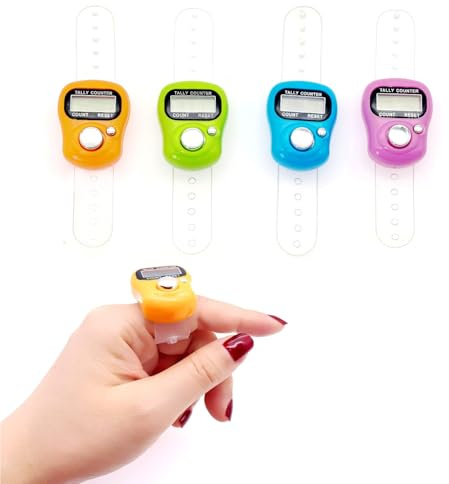 JZK 4X LCD Display Digital Finger Tally Zähler Clicker Elektronischer Stichzähler zum Stricken Häkeln Reihenzähler Ring Kunststoff Mini Manueller Clicker Zähler