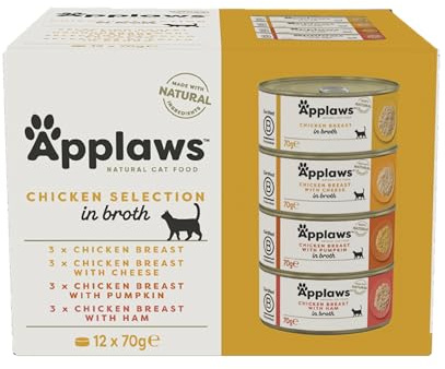Applaws Natürliches Nassfutter für Katzen, Hähnchen-Mix in Brühe - 12 x 70 g