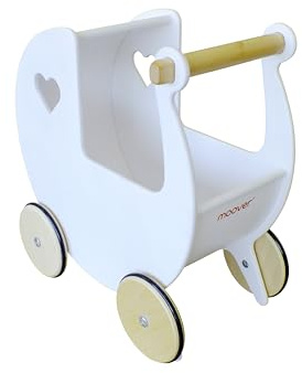 Moover Toys - Dänischer Designer Holz Puppenwagen weiß/Dolls pram White