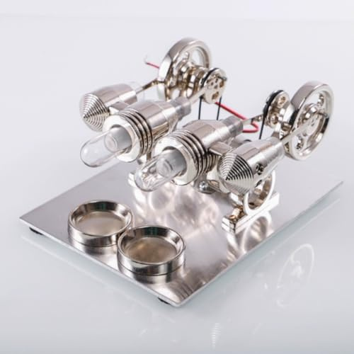 Stirlingmotor Bausatz, Heißluft Stirlingmotor Sterling Motoren Bausatz, 4 Zylinder Stirling Motor Modell Mit LED Licht, Heißluft Sterling Engine Dampfmaschine Pädagogisches Spielzeug Für Kinder