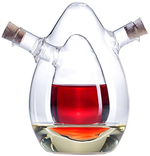 Rosenstein & Söhne Ölflasche: 2in1-Essig- und Öl-Spender aus Glas (Olivenöl Spender, Essig Ölspender 2 in 1, Set)