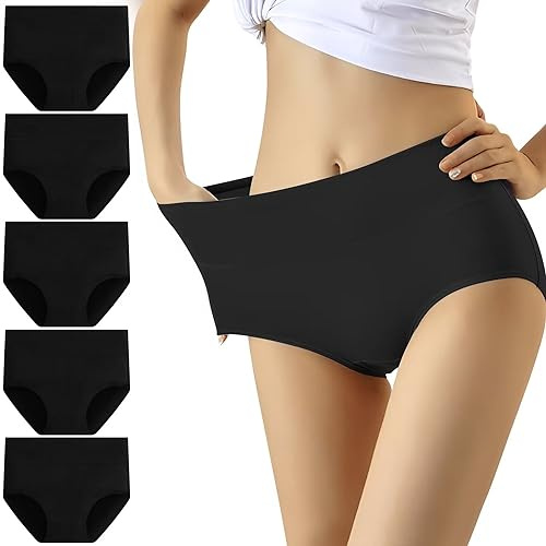 YouShow Unterhosen Damen 5er Pack Baumwolle High Waist Slip Hohe Taille | Breiter Komfortbund ohne Einschneiden, volle Gesäßabdeckung, elastische Passform ohne Verrutschen, etikettlos