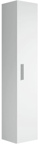 Badplaats Badezimmerschrank Pluto 30 x 30 x 150 cm Weiß Matt - Hoch Badschrank mit 1 Tür