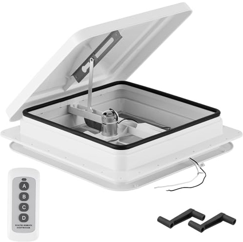 YUCHENGTECH Dachventilator für Wohnmobile 14 Dachfenster 12V RV Dachventilator mit Fernbedienung,Wasserdichter,Leise laufend & Drehzahlverstellbar für RV, Wohnmobil und Wohnwagen