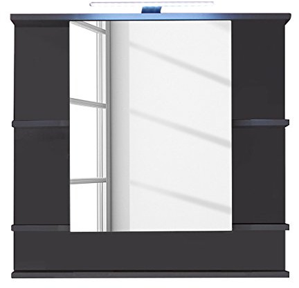 trendteam smart living - Tetis - Spiegelschrank - Graphit - 5 offene und 2 geschlossene Fächer - (BxHxT) 72 x 76 x 20 cm - Einlegeboden verstellbar auf 3 Höhen - Kratzfest