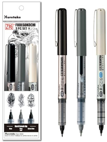 Kuretake ZIG Inktober Spezial-Set, ILLUSTRATION BASIC SET 3 für Manga-Zeichnung, Schriftzug und Kalligraphie, professionelle Künstlerqualität, hergestellt in Japan (3 pcs)