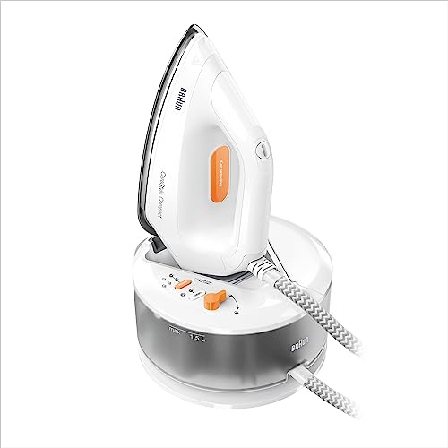 Braun CareStyle Compact IS 2132 WH Dampfbügelstation - Dampfbügeleisen mit FreeGlide 3D Bügelsohle, Vertikaldampf, 2400 Watt, Pumpendruck 5,5 bar, Dampfstoß 400 g/min, großer 1,5 l Wassertank, Weiß