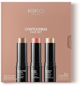 KIKO Milano Contouring Face Set - Farbton 01 | 3-Stick-Set | Contour, Highlighter und Rouge | Verblendbar | Kühler Ton