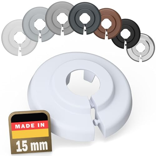 FUX 2 St. Heizungsrohr Rosette 15mm Abdeckung Verkleidung - Einzelrosetten Weiß für Heizkörperrohre