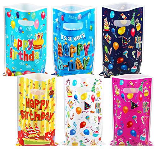 Annhao 30 Stück Geschenktüten Kindergeburtstag, Geburtstagstüten Mitgebsel Kinder, Tüten Kindergeburtstag Partytüten Geschenk Candy Tüten für Mädchen Jungen Kinder Geburtstag Party (6 Stile)
