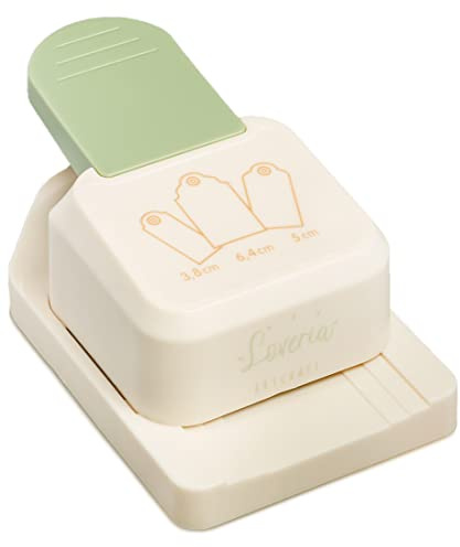 Loveria Etiketten Stanzer Anhänger | 3 Größen: 3,8cm, 5cm & 6,4cm | Geschenkanhänger Stanzer mit Loch | Stanzt Papier und Karton bis zu 250 g/m² | Jakobsmuschel | Ideal zum Basteln, Scrapbooking