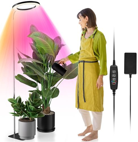 YUYMIKA 160 LED Vollspektrum pflanzenlampen, 20W Stecker, 360° Schwanenhals grow lampe, 3/9/12 Zeitschaltuhr, 11,8-59 INCH Teleskopstange, Pflanzenlicht Für Garten & Gewächshäuser, große pflanze
