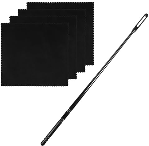 Flötenputzer SStücket, 4 Stück Reinigungstücher mit Flöten Reinigungsstab Flötenreinigungsset für Die Pflege Ihres Instruments Blasinstrumente (Schwarz, 15x15cm)