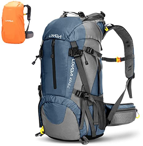 Lixada Wanderrucksack, 50 l, mit Schutzhülle, wasserdicht, ultraleicht, für Bergsteigen, Klettern, Trekking, Sport, Reisen, Camping