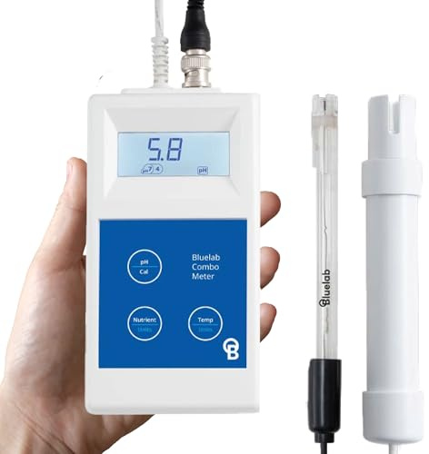 Bluelab Combo Meter für pH, Temperatur & Leitfähigkeit im Wasser - Einfache Kalibrierung, digitaler EC/TDS/PPM-Tester für Hydroponik & Zimmerpflanzen (METCOM)