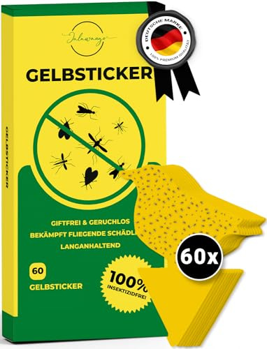 60x Gelbsticker Trauermücken | Premium Gelbtafeln mit Befestigung - Vogelform | Effektive Klebefalle Gelb als Trauermücken Fruchtfliegen-Falle Fliegenfalle zum Bekämpfen für Zimmerpflanzen