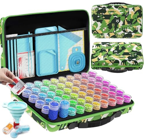 ARTDOT 5D Diamond Painting Zubehör Boxen, 60 Stück Diamond Painting Koffer für Diamond Painting Bilder Steine Samen Schmuck Strass Perlen DIY Handwerk Als Geschenk (Wälder)