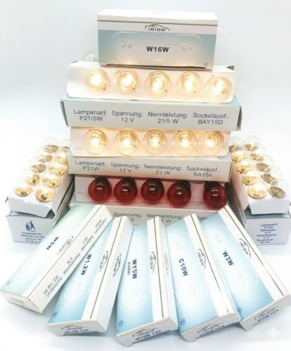 INION 120x Stück KFZ Beleuchtung Set 12V Glühlampe Autolampen Zugelassen (120x Stück SET)