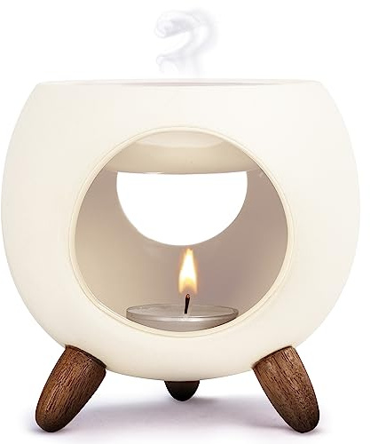 Kaloogo Sabai Scent Duftlampe Keramik für ätherische Öle – Elegantes Duftlicht – wackelfreies Design – perfekte Wärmeabgabe – hochwertige Duftlampe Teelicht – für Duftwachs und Duftöl (Natur)