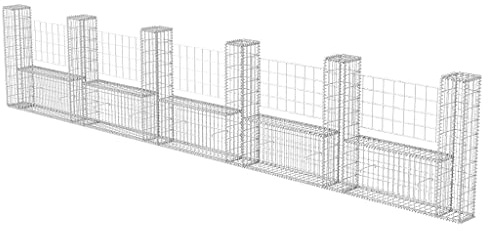 vidaXL Gabione U-Form Stahl 570x20x100cm Steinkorb Drahtkorb Mauersteinkorb