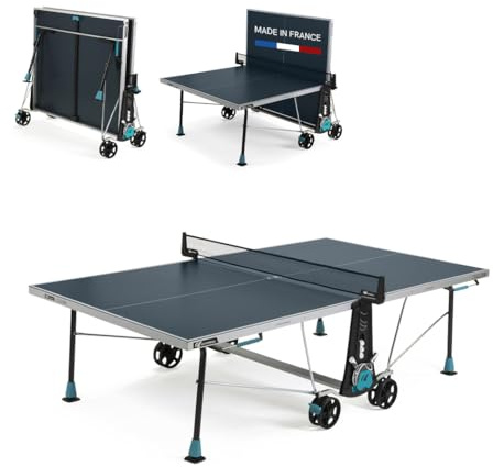 Cornilleau 300x - Outdoor Tischtennisplatte - Klappbar - Einfach zu bedienen - 5 mm Melaminharzplatte - TÜV geprüft-Tischtennistisch für draußen - Turniermaße - Grau oder Blau
