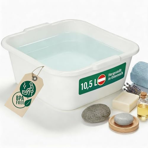 Novaliv Spülschüssel eckig 10,5L, 34x34 cm, Weiß, BPA-frei Spülmaschinenfest Ideal für Küche und Camping, Wanne, Große Plastikschüssel, Waschschüssel eckig, Waschwanne, Abwaschschüssel