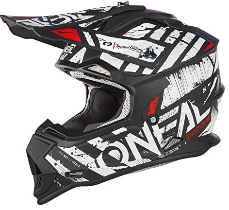 O'NEAL | Motocross-Helm | MX Enduro | ABS-Schale, Lüftungsöffnungen für optimale Kühlung | 2SRS Helmet Glitch V.23 | Erwachsene | Schwarz Weiß | Größe M (57/58 cm)