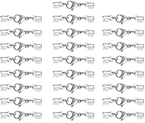 VEGCOO 25 Edelstahl Kettenverschluss Halskette Armband Clipverschluss für DIY Handarbeit (3,2 cm)