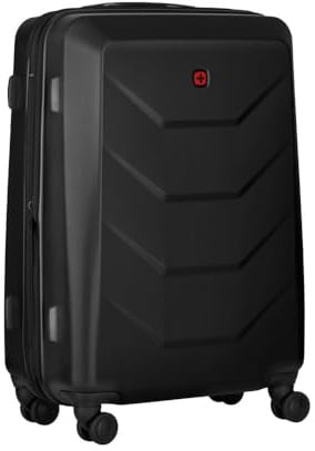 WENGER Prymo Medium Hartschalenkoffer mit 4 Rollen, Trolley, Mittelgroß, 59 (67) l, Sicherheitsschloss, Damen Herren, Reisen Urlaub, Schwarz, 612537